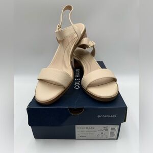 NIB Cole Haan Annette Ankle Strap Sandals in Brazil Sand Nubuck (Nude) Size 11B